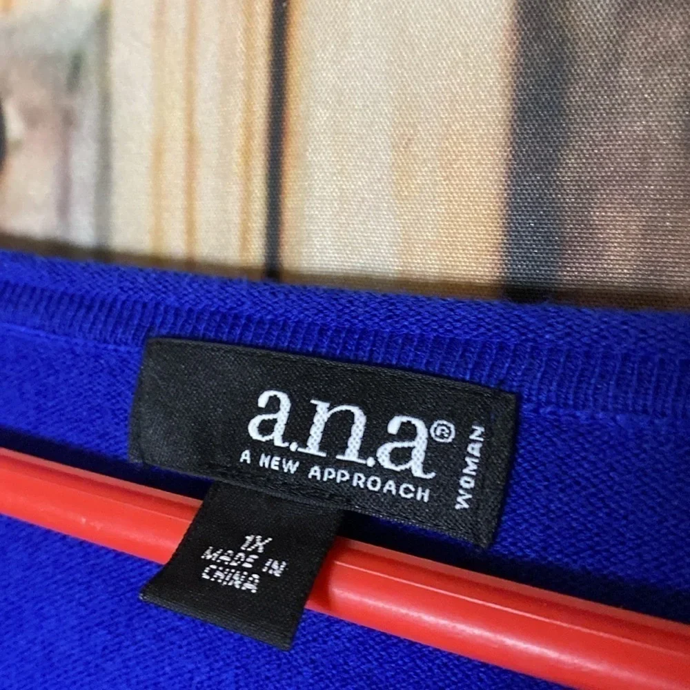 A.N.A. Stretchy Lightweight Striped Sweater 1X